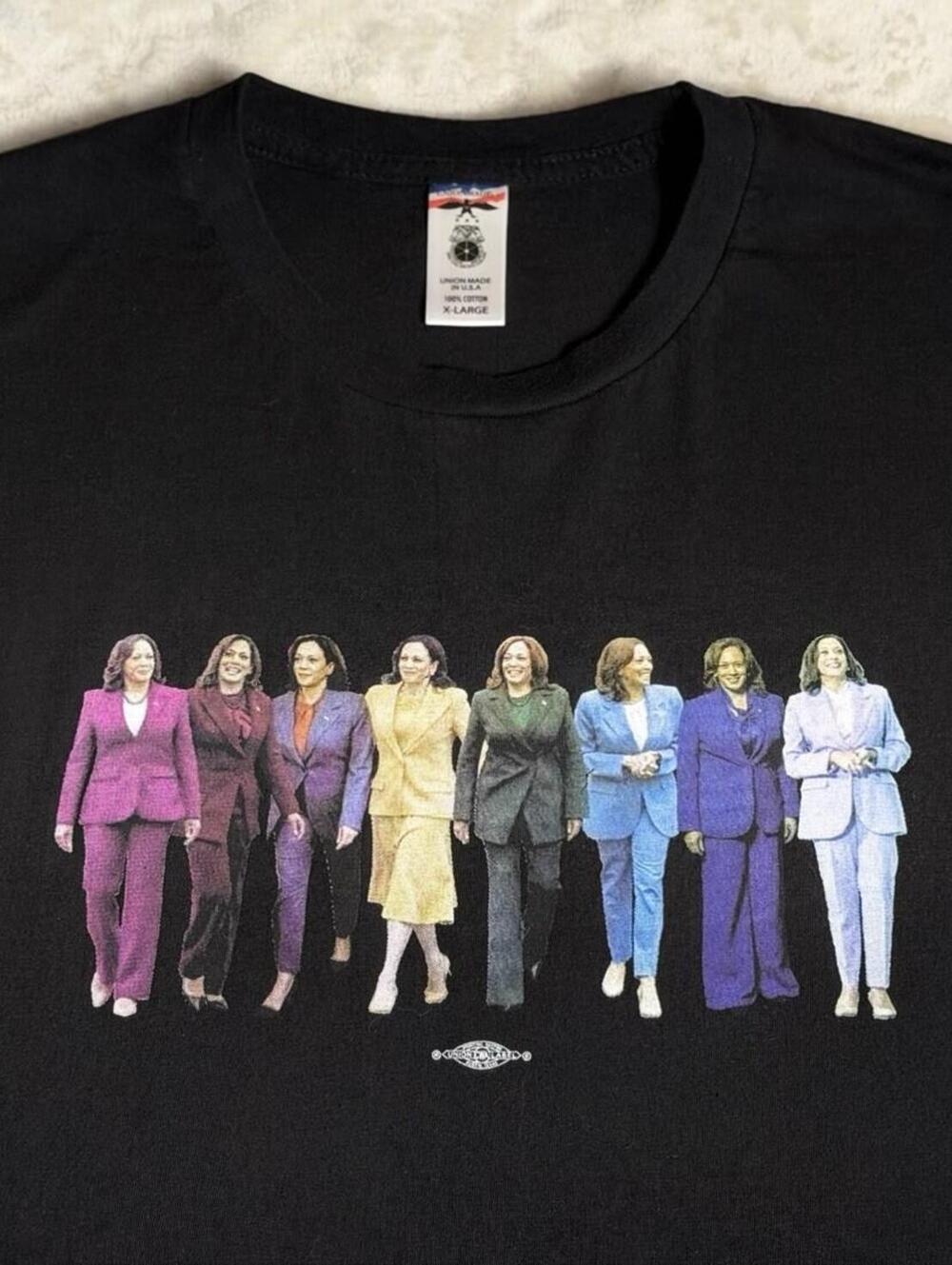 Kamala Harris Suits Graphic T-Shirt Union Made USA Black Cotton Men's XL Rare